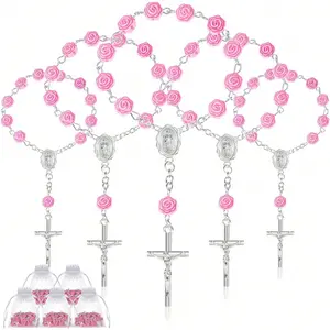 2026 Rosary Beads Cross Pendant, cross decorations, Baptism Wedding Favor, First Communion Gift, Catholic Christian Religious Party Decoration