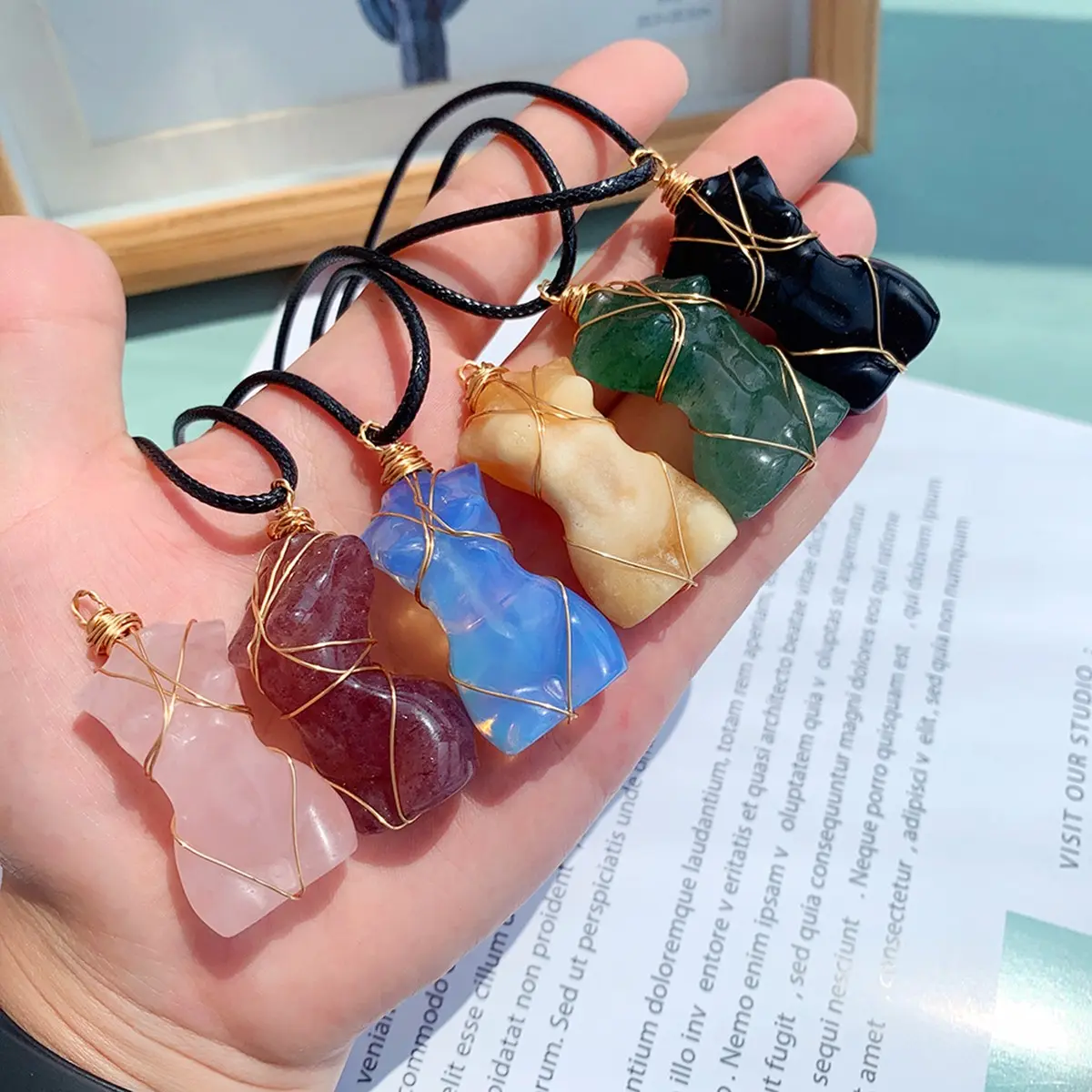 Natural Quartz Crystal Goddess Pendant Necklace, Pendant Design, Elegant Jewelry for Women, Ideal Gift for Bride & Engagement, 1pc