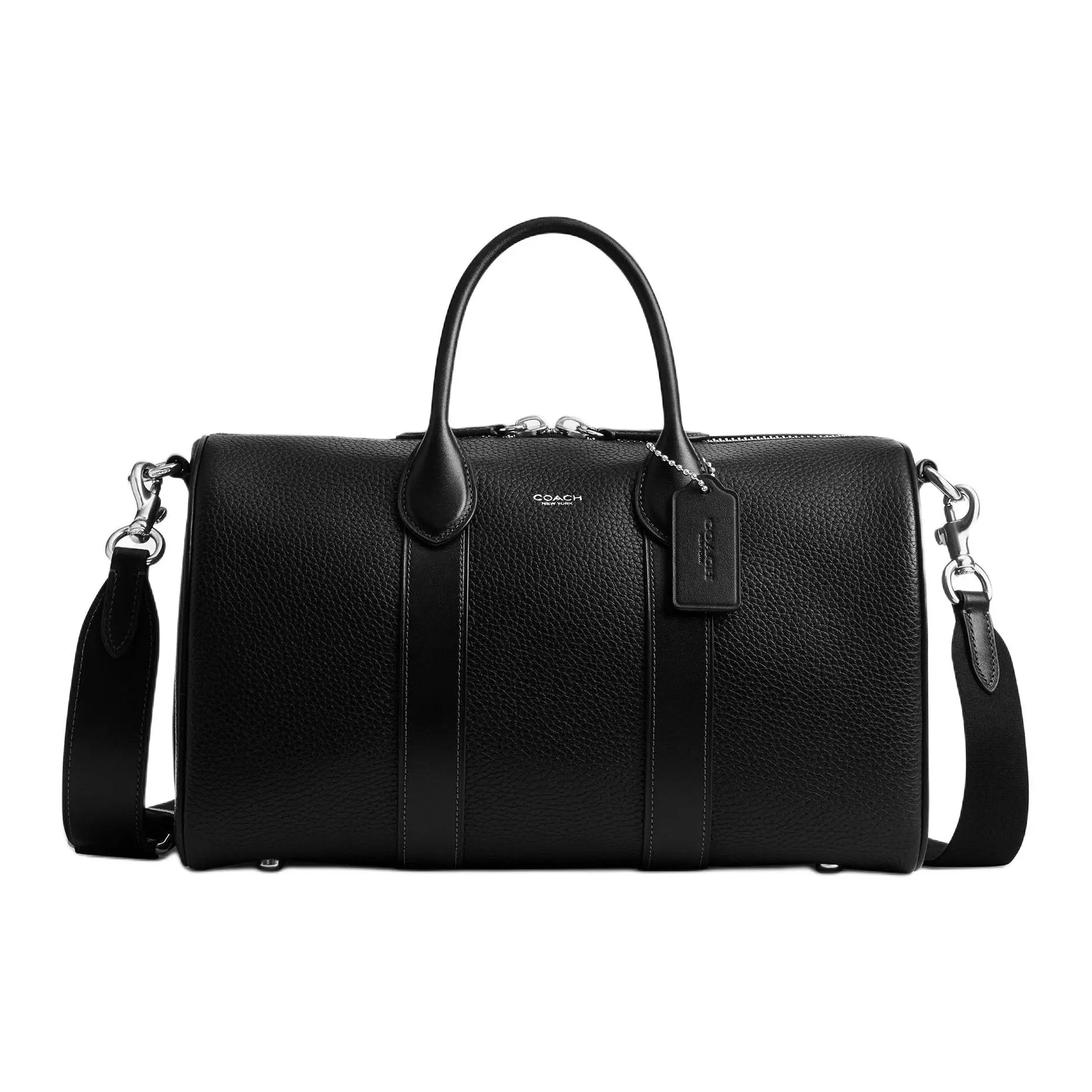 COACH Compass 35 Crossbody Handbag – Premium Leather, Unisex Style, Silver Hardware, Black