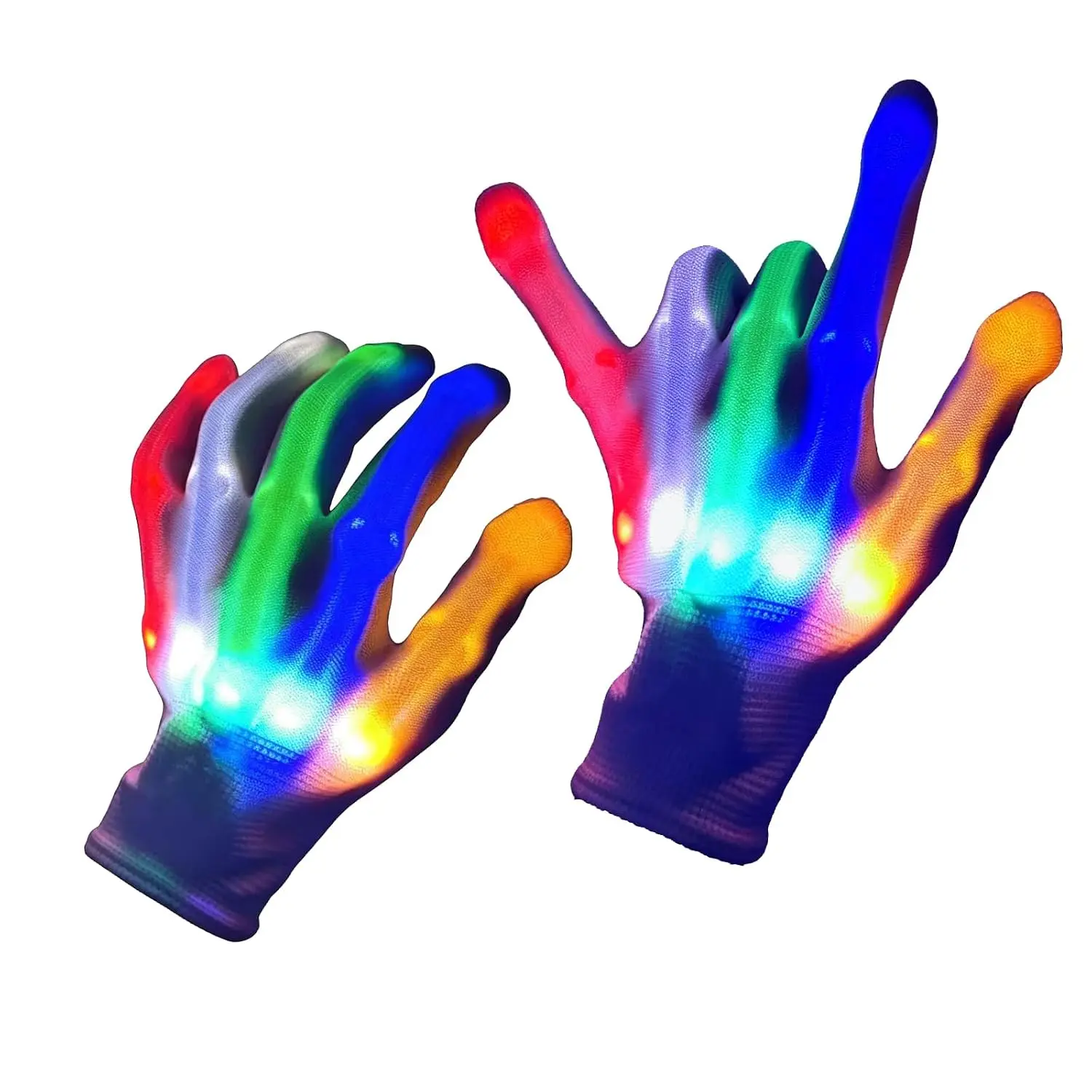 Led Light Up Gloves Cool Toys Gift Kids Adults Glow Finger Glove,M