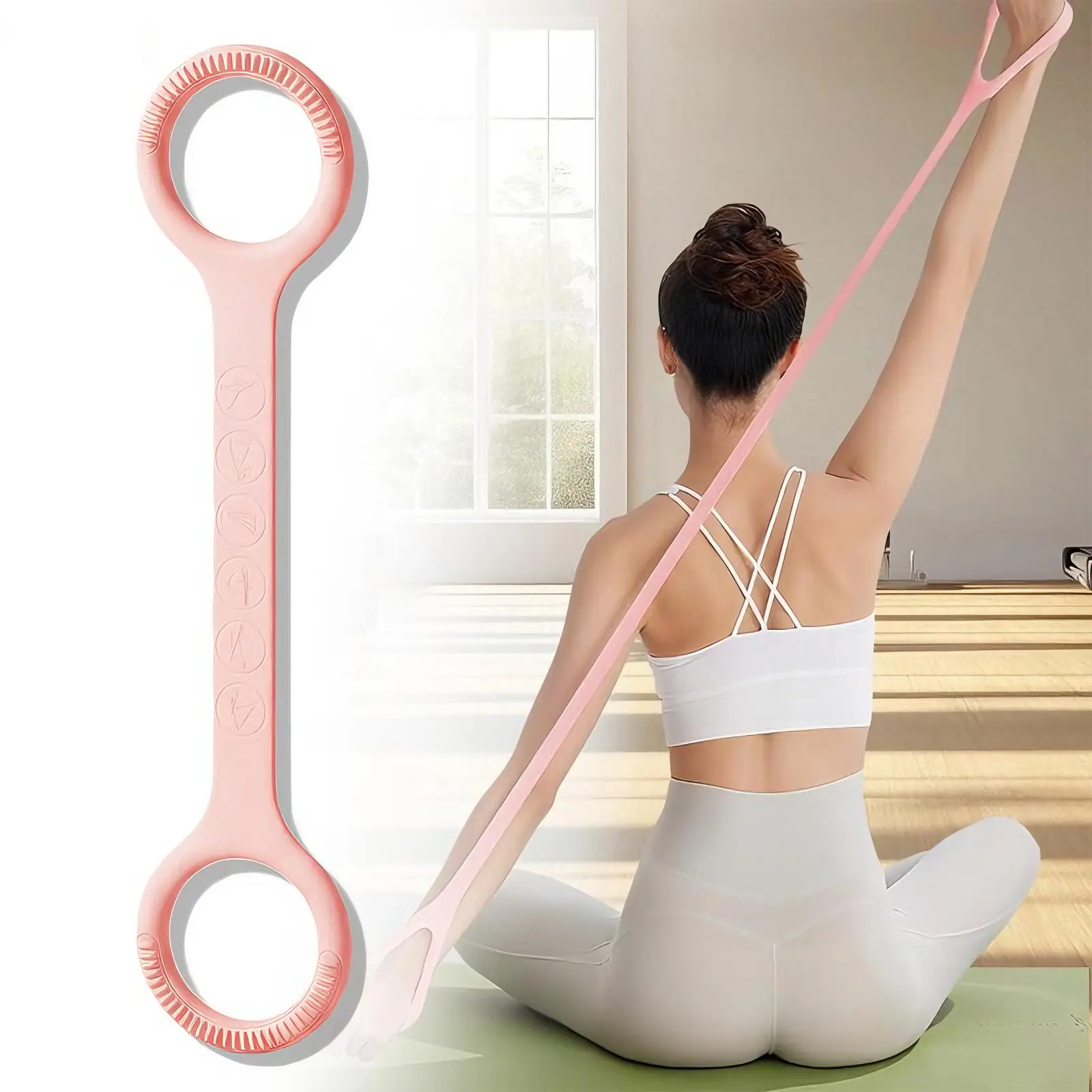 1P 8-shaped Silicone Yoga Resistance Band -  Elastic Fitness Stretching Rope, Suitable For Back, Waist, And Arm Exercises - Suitable For Home, Gym, And Outdoor Workouts Comprehensive Resistance Boxing campingessentials