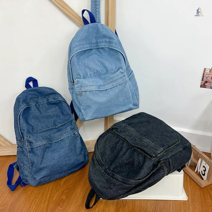 Vintage Denim Backpack for Women, Large Capacity Washed Jean Daypack, Trendy Spacious Bookbag, Fashion Backpack for Commute, College Student & Weekend Travel