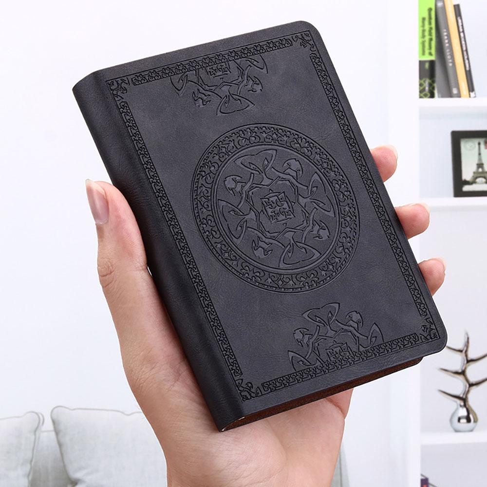 Geometric Pattern A6 PU Leather Cover Notebook, 1 Count Vintage Cover Notebook, Portable Notebook for Office School, Gift for Friend, Travel Diary Notebook