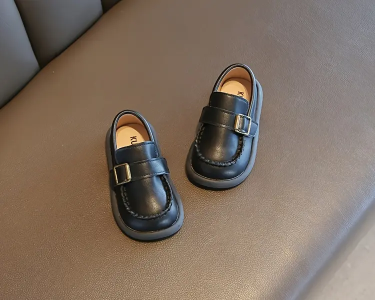New Arrival British-Style Kids' Loafer Shoes - Round-Toe Synthetic PU Leather Low-Top Soft-Soled Flats, Rubber-Infused Comfortable and Stylish Toddler Footwear for School, Daily Casual, All-Season Use