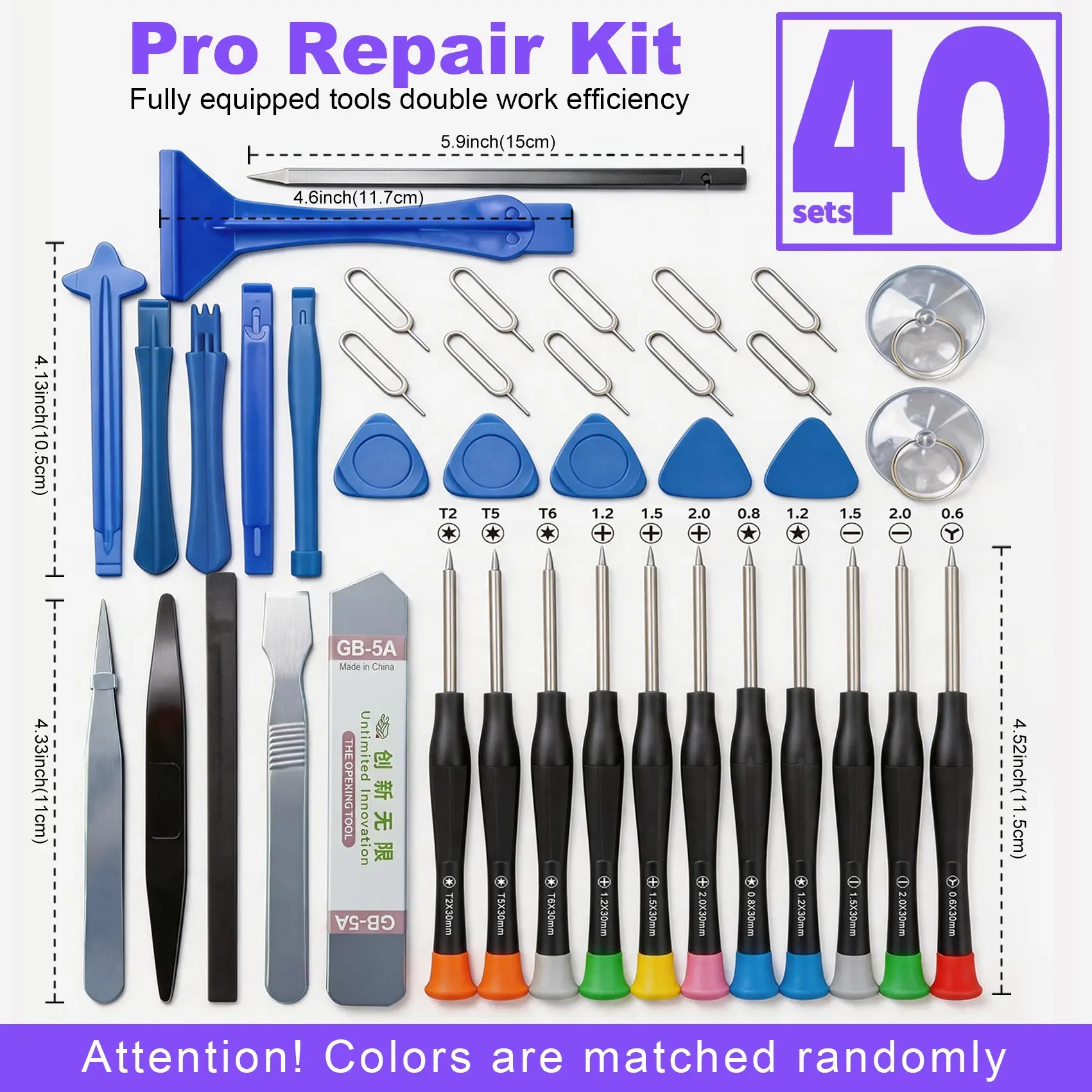 40pc Phone Repair Tool Kit, Universal for All Models, Precision Screwdriver Sets, Screen Safe Pry Tools, Ideal for Home & Professional Use