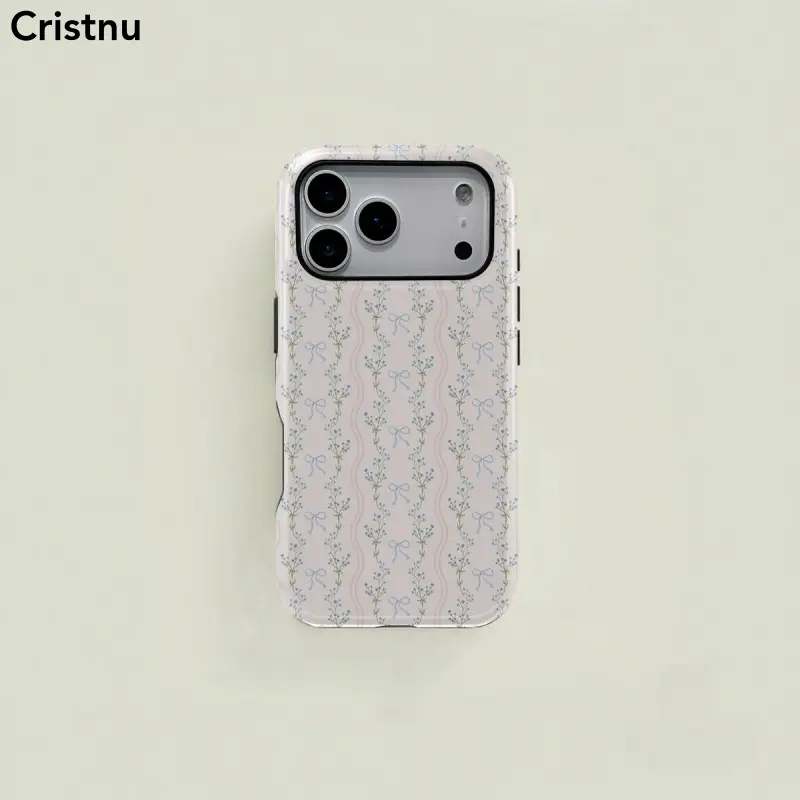 LAYLA Floral iPhone Case |     Dainty Preppy Bows |     Cottage Core Premium Film 2 in 1 Phone Case - Durable, Shock Absorbing and Stylish Protection - Compatible with iPhone 17 16, 15, 14, 13, 12, 11, Plus, Pro, Pro Max, Pe Compatible with Samsung Galaxy