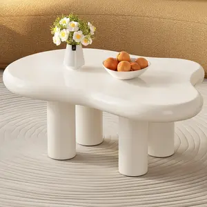 Desk & computer workstation, 46-inch irregular coffee table, modern cloud-style coffee table; four-legged indoor living room table, minimalist Chinese-style table, suitable for small spaces and easy to assemble