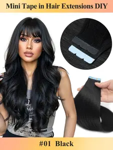Real Human Hair Invisible Tape In Hair Extensions 3x0.8cm Invisible Tape 12-20 Inch Length Human Hair Machine -Remy Hair Straight Natural Hair Skin Weft Invisible Glue In Human Hairpiece Can Be Permed Or Dyed Colored DIY Double Weft Extensions