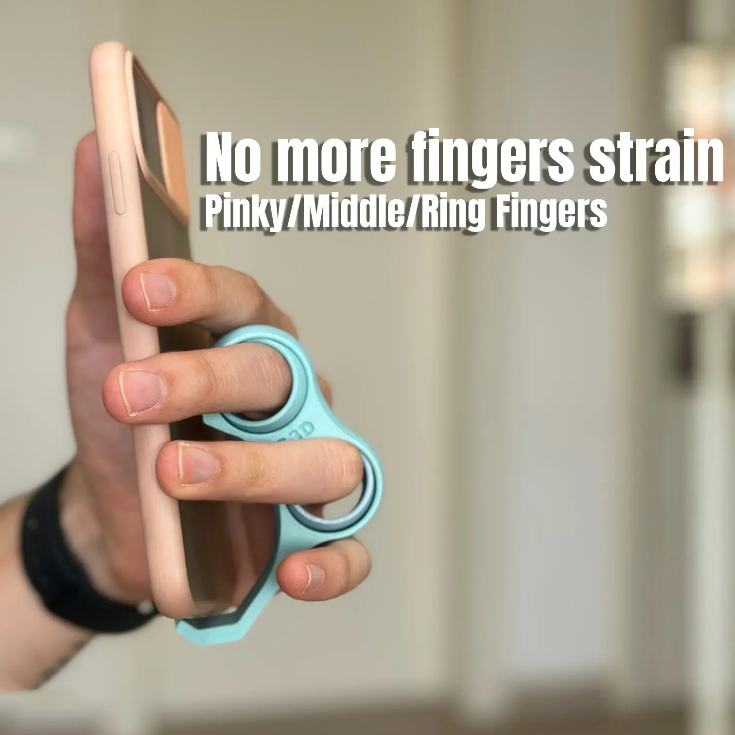 Ergonomic Glass Phone Grip and Stand, Multifunctional Mobile Finger Holder Strap, Stress Relief Fidget Tech Accessory, Aesthetic Finger Kickstand for Smartphone, Trendy Hands-Free Grip