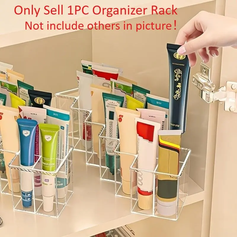 1PC Multifunctional Cream Organizer Rack, 16-Compartment Acrylic Storage Box, Transparent Design, Easy Access, Ideal for Tube Lotions, Product