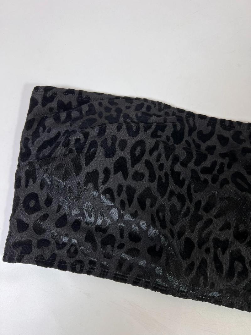 【Plus Size】Two-Piece Set Leopard Print Bikini Set, Casual Strapless Swim Top & High Waist Swim Bottom, Women's Two-piece Swimsuit for Summer Beach Holiday Vacation