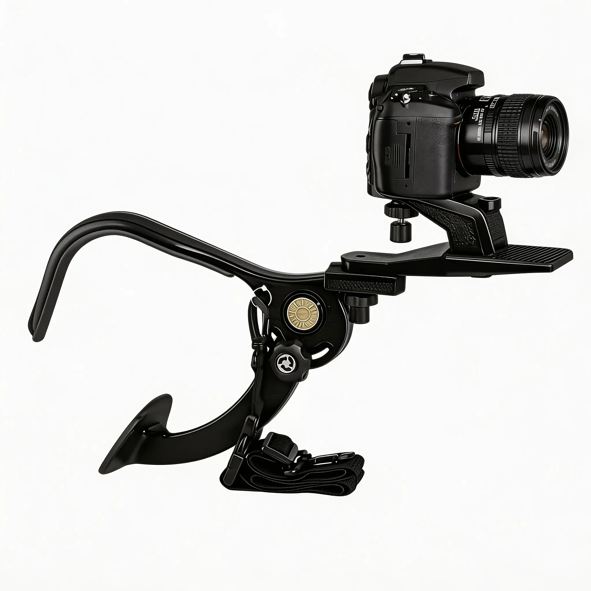 Camera Stabilizer, Shoulder Mount for Camera, Camcorder, Other Video Devices, Black Lightweight Stabilized Camera Rig with Waist Mount & Shoulder Strap