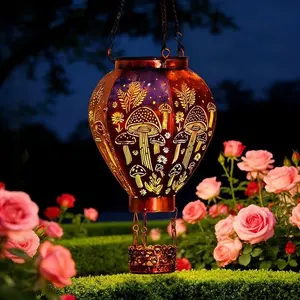 Solar Retro Hot Air Balloon Light, Outdoor Solar Hanging Metal Lantern, Automatic Sunset to Dawn, Perfect for Garden Decorations, Outdoor Lights, Solar Lanterns