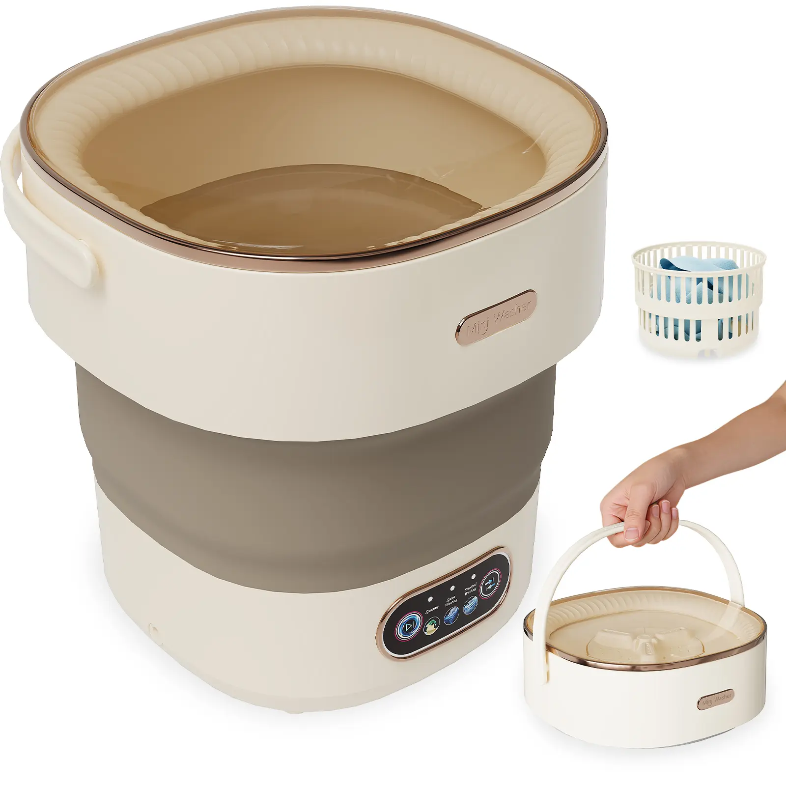 Collapsible Mini Washing Machine 12-13L – Compact Portable Washer and Dryer with Spin Basket, Energy Efficient, Quiet Operation, Easy to Use – Laundry for Baby Clothes, Socks, Underwear, Travel, Apartment, RV –party gift