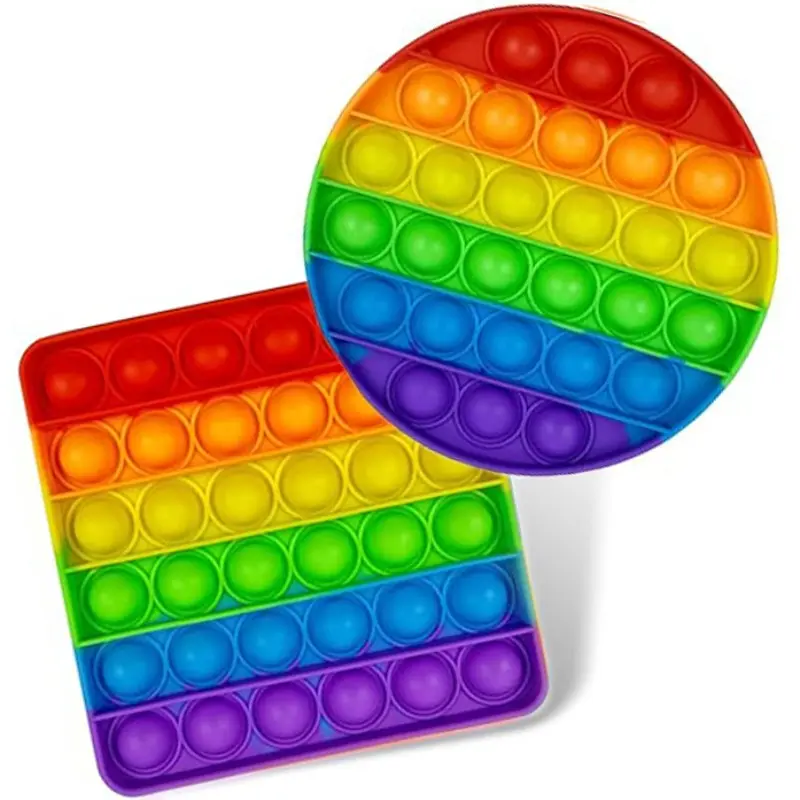 2 Pack Pop Fidget Toys, Rainbow Party Favors Bulk for Kids & Adults | Color Shape Push Bubble Poppers Pop Its Sensory Toys Bulk for Classroom, Christmas & Birthday Gifts
