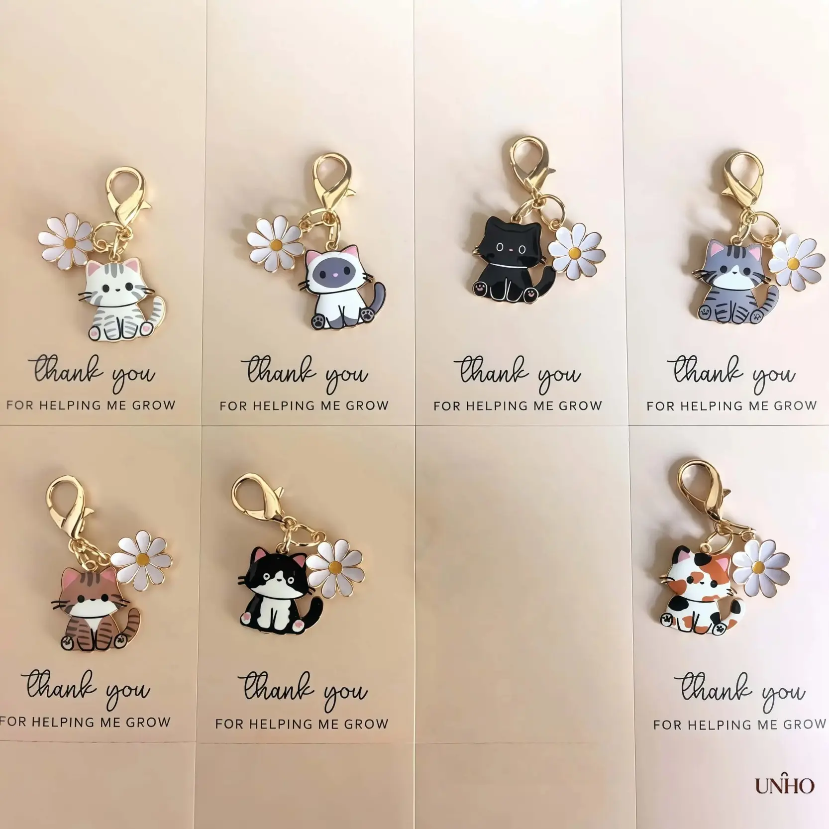 7‑Pack Pocket‑Hug Gift Sets For Coworkers, Employee‑Appreciation Resin Cat‑Design Keychains, Durable Exquisite Key‑Rings With Pun‑Note‑Cards For Office‑Gifting And Team‑Thank‑You Scenarios