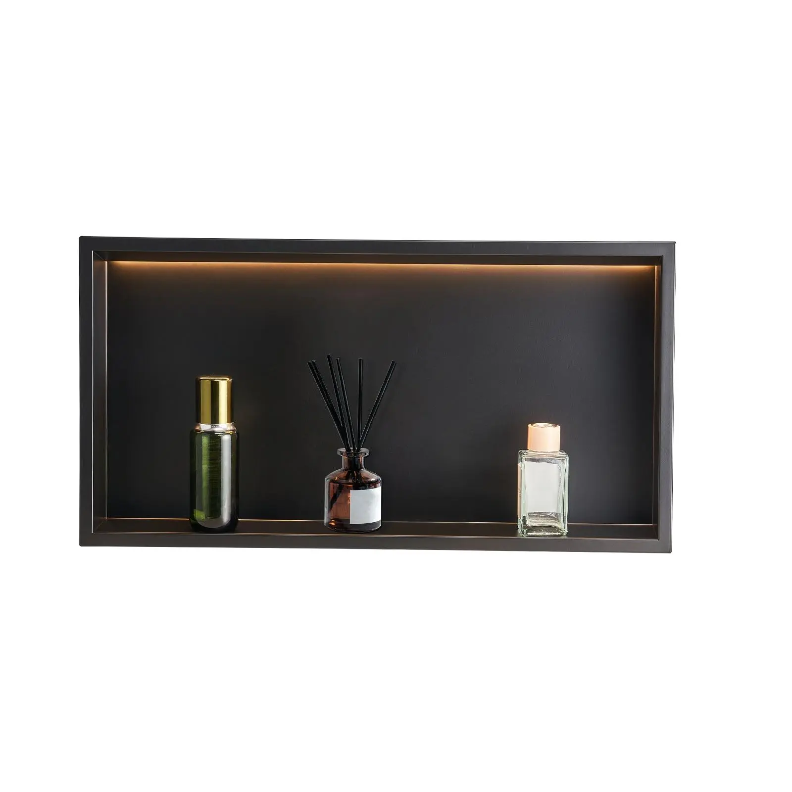 【DealsForYouDays】VEVOR Shower Niche, 13x 25x 4 inch Recessed Wall Niche With LED Strip, Heavy-duty Stainless Steel Modern Shampoo Storage Organizer, Sealed Waterproof, Durable Easy to Install, Black for Bathroom
