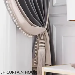 2pcs Luxury Crystal Tassel Curtain Tiebacks - Elegant Vintage Palace Style Drapery Holdbacks for Living Room & Hotel Decor
