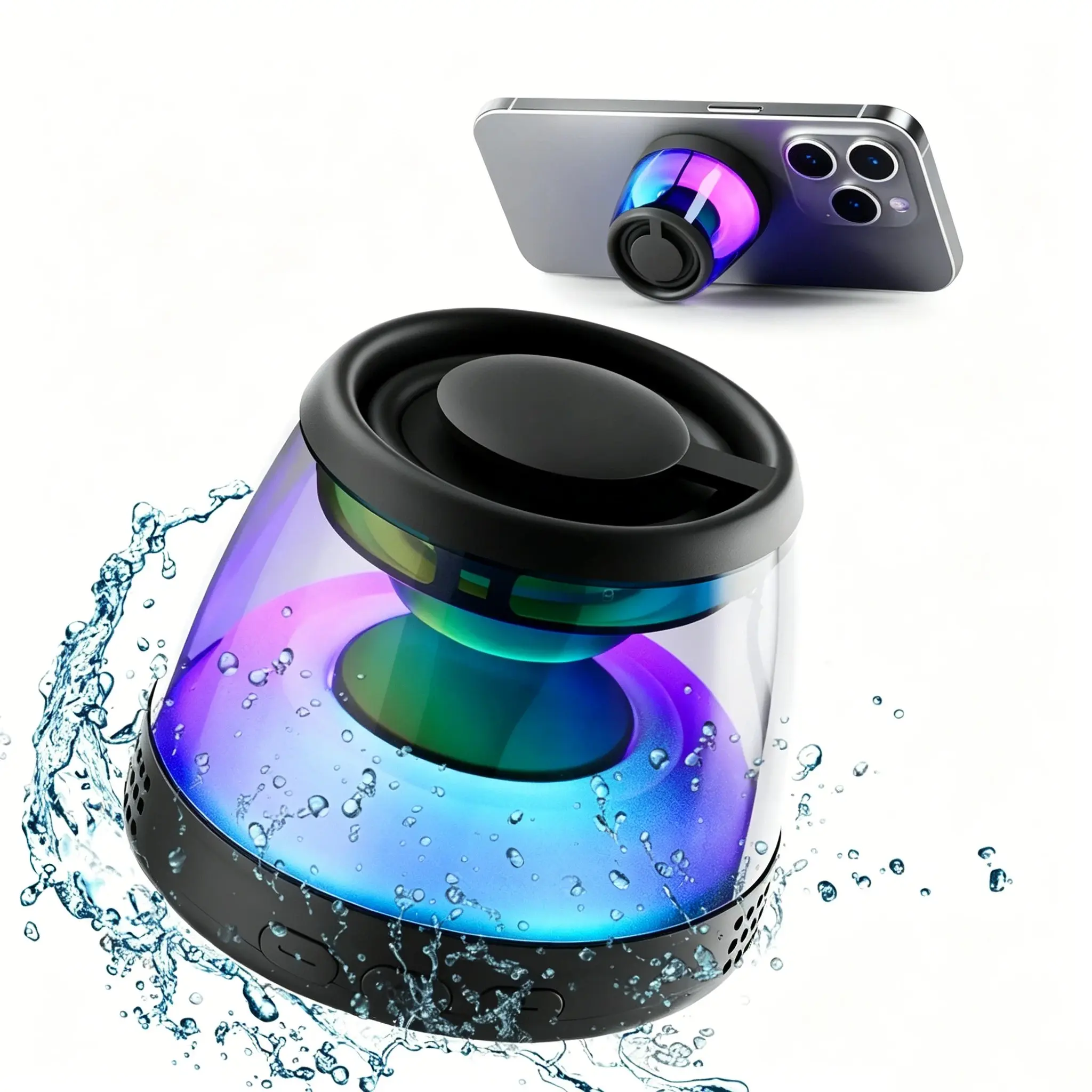 Magnetic Bluetooth-compatible Speaker, Xo Portable Bluetooth-compatible Speaker with RGB Light, Waterproof Wireless Speaker, Mini Smart Audio, Outdoor Speaker, Birthday Gift