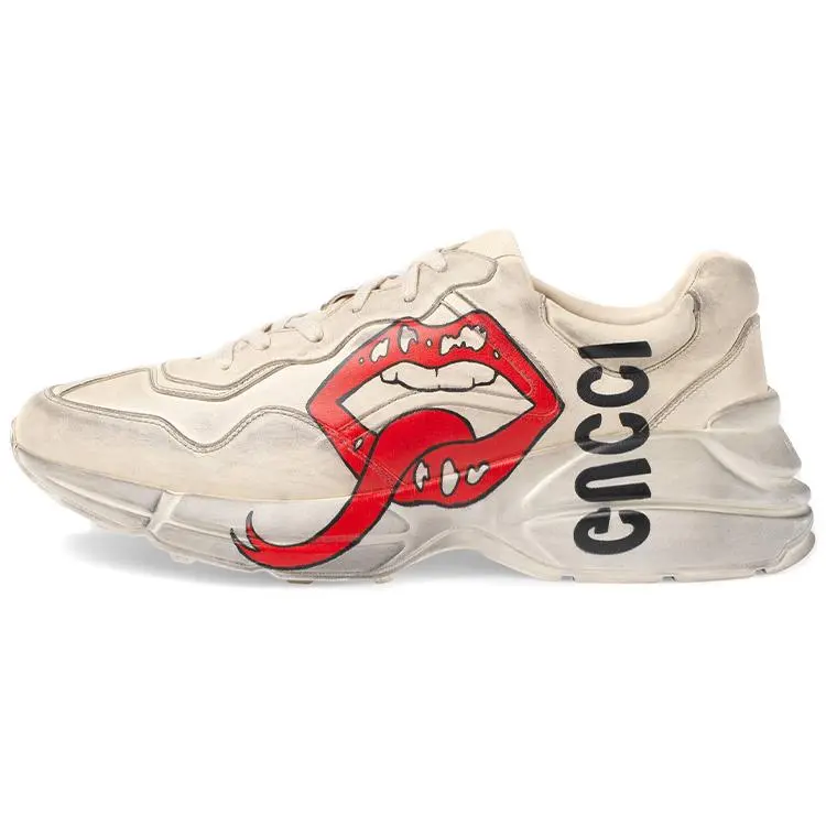 Gucci Rhyton Leather Distressed Dad Sneakers for Men in Ivory White Verifiable, with credentials and supporting global authentication