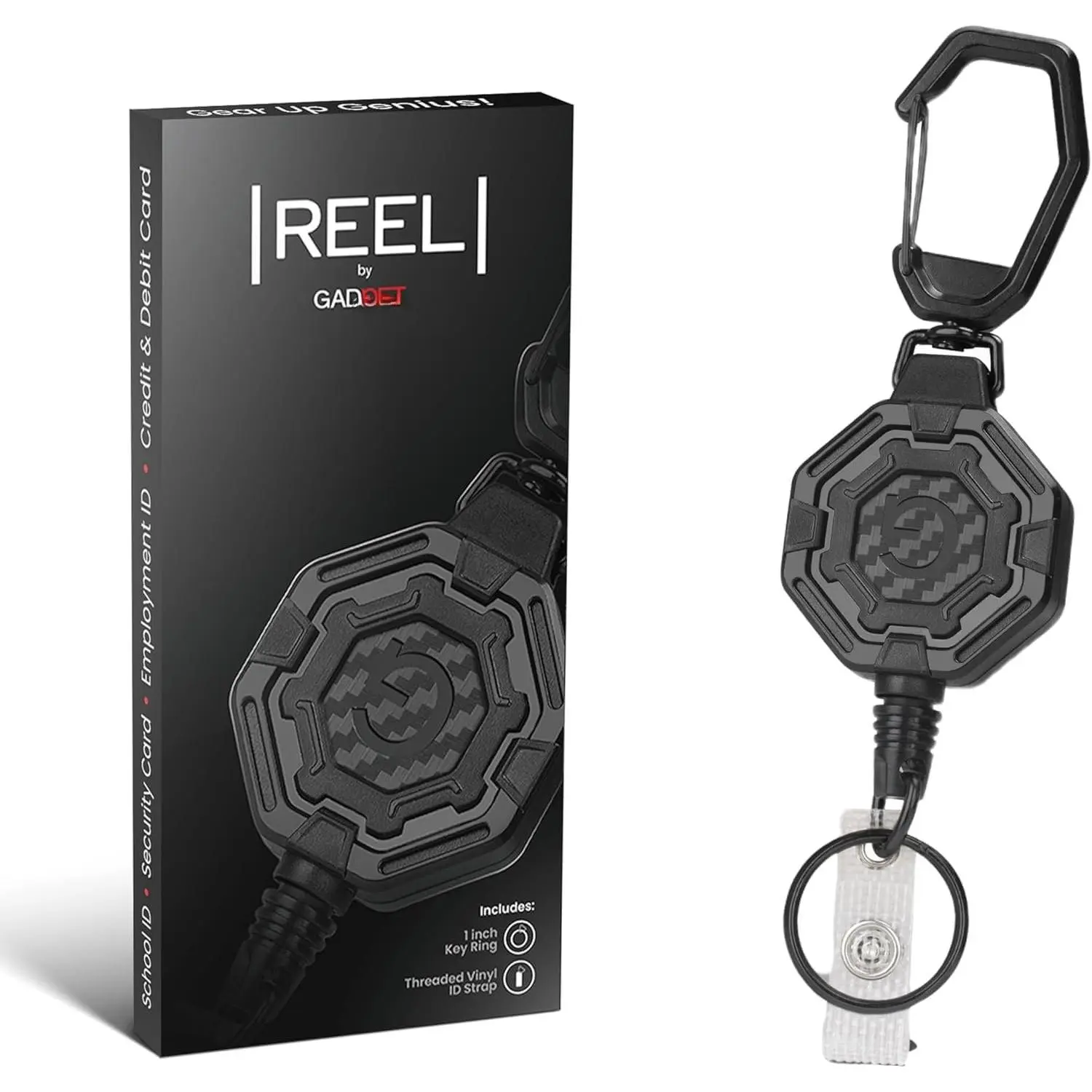 The  Retractable ID Badge Holder &  Carabiner – Big Clip, 32” Steel Cord, Unbeatable Durability -  for Office, School, , Construction, Recreation, 8oz, 1 Pack