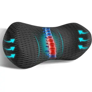 Ergonomic Memory Foam Lumbar Support Pillow, Breathable 3D Mesh Back Cushion for Office Chair Car, Orthopedic Backrest for Lower Back Pain Relief, Black