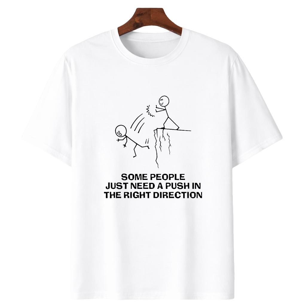 Some People Just Need A Push Funny Sarcastic Quotes Gift T-Shirts Funny Men's T-Shirts, Halloween, Thanksgiving, Christmas Gift, Suitable For Men, Women, Family And Friends, Black Casual Short-Sleeved Crew Neck T-Shirt