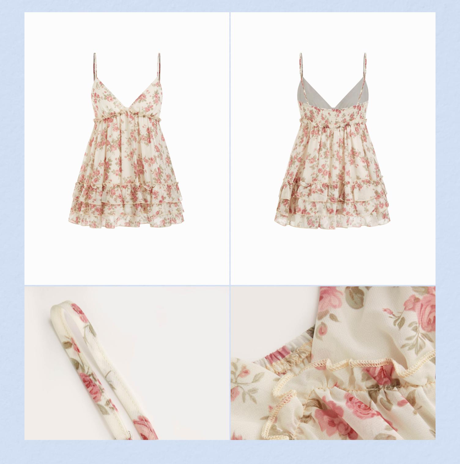 Cider Chiffon Floral V-Neck Ruffled Cami Blouse SpringStatements