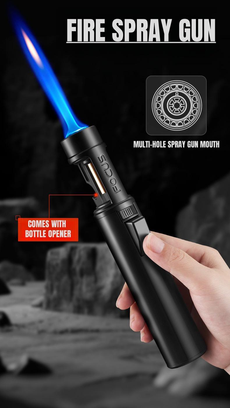 Windproof Jet Flame Lighter 2 In 1 Windproof Lighter - Torch Lighter With Adjustable Jet Flame And 360 Degree Rotation Ignition - Portable Camping Bbq Baking Lighter (Butane Gas Not Included)