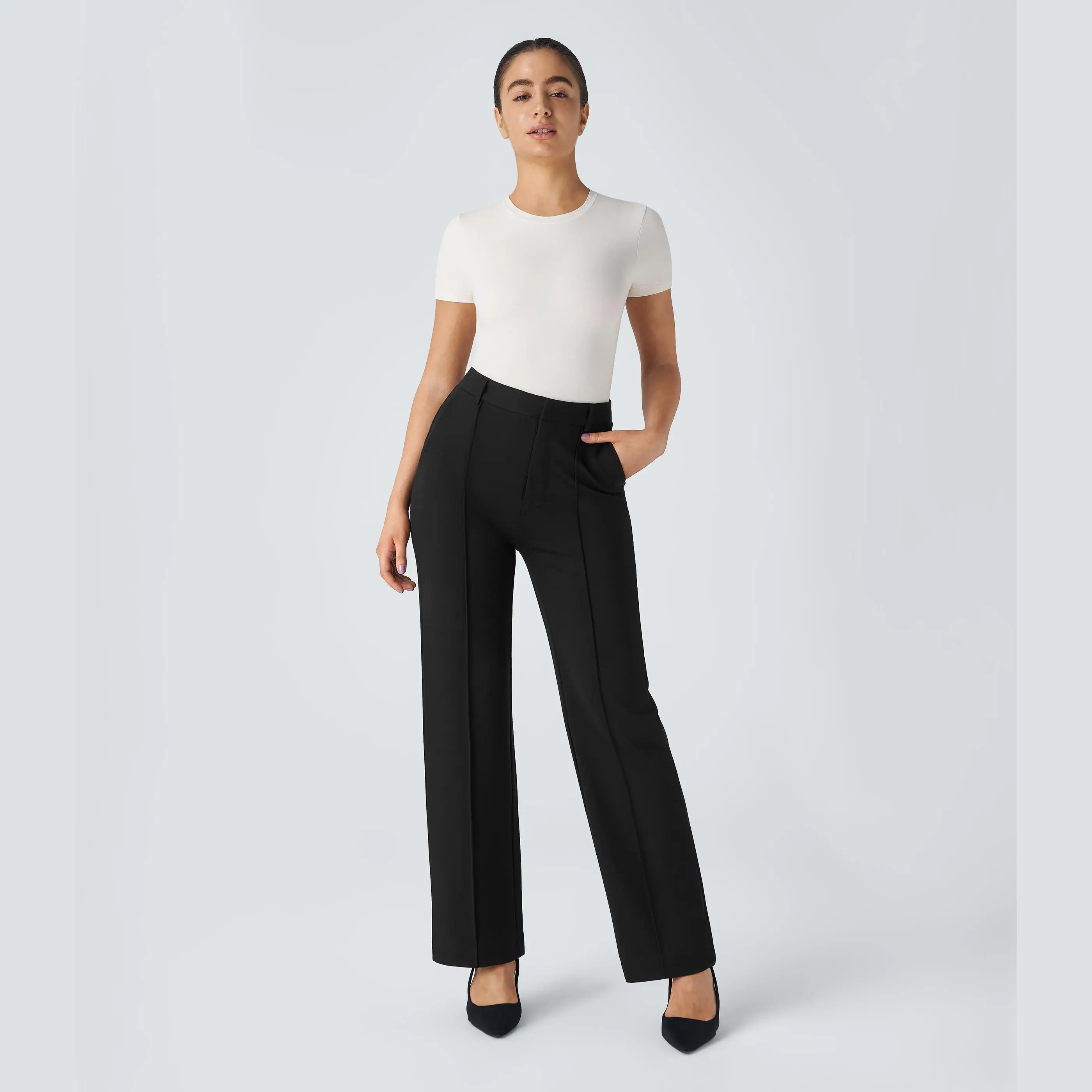 Halara Flex™ High Waisted Zipper Side Pocket Straight Leg Work Pants