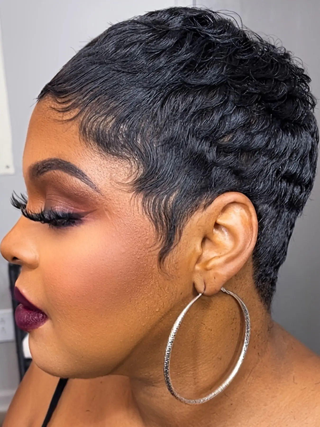 Short Straight Layered Pixie Wig Human Hair, Machine Made Halloween Party Gift, Holiday Costume Accessory
