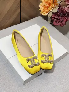 Women's Square Toe Ballet Flats, Satin Material with Rhinestone Buckles, Comfortable Soft Sole, Versatile All-Season Shoes
