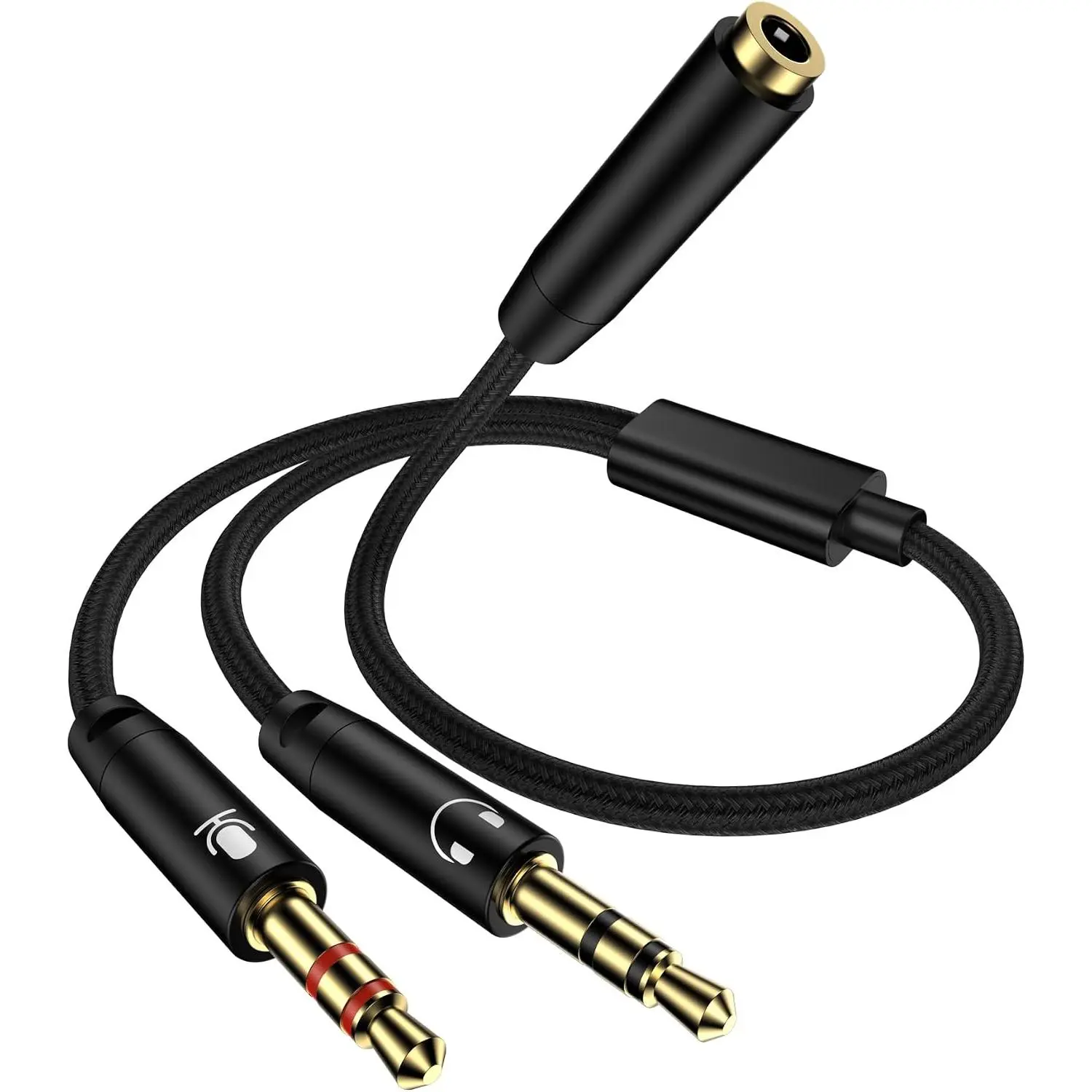 Headphone Mic Splitter for PC, 3.5mm TRRS Female to  Male TRS Adapter | 2-in-1 Braided Y Separator Aux Dongle Converters Audio  Cord for Headset Microphone Gaming  Speaker PC Laptop