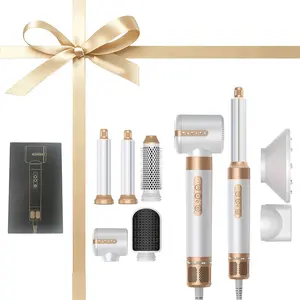 Hair Dryer Brush 7 in 1, Powerful Blow Dryer Brush with Air Curler for Hair, Brush Blow Dryer with Diffuser, Ionic Hot Air Brush Fast Dry, Volumize, Curls, Straight, Hair Styling Tools 100-120V