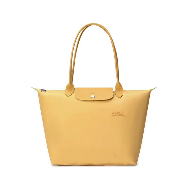 Longchamp Le Pliage Green 31 Zippered Canvas Eco-Friendly Shoulder Handbag for Women in Yellow