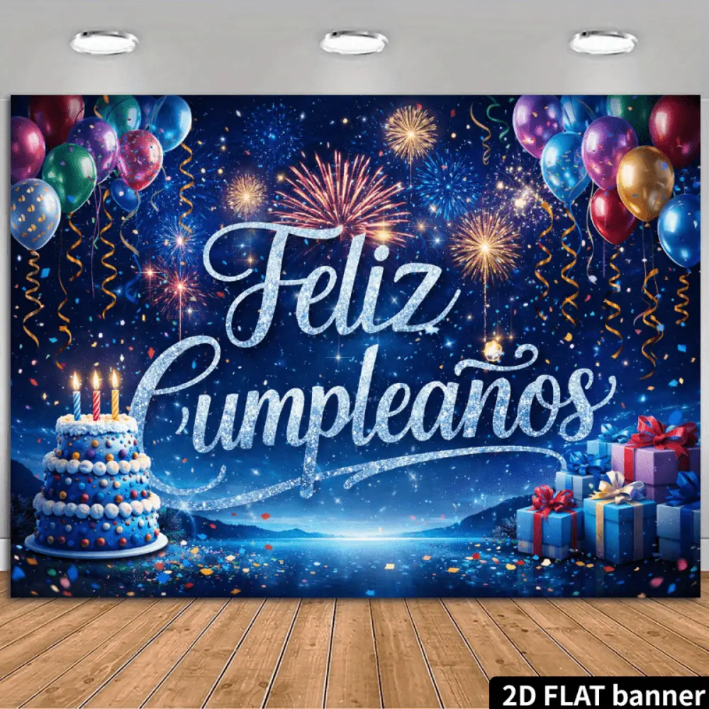 2D Flat Banner HD Digitally Printed Polyester Birthday Backdrop - Soft, Lightweight, Foldable, Machine-Washable Cloth for Birthday Party Photos, Portrait Shooting; Ideal Festive & Party Supplies Enhancing Photographic Images, Photographic Backdrop