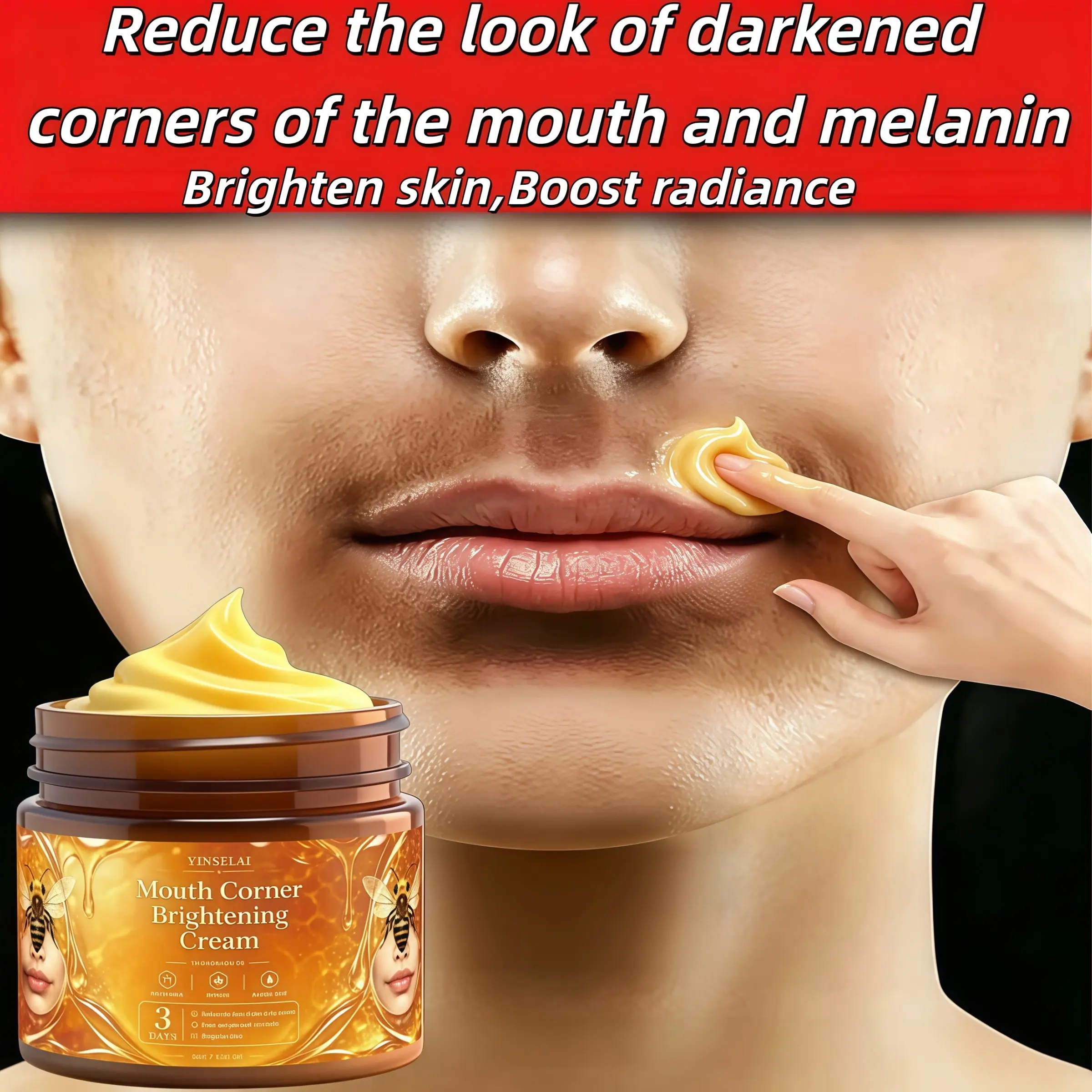 50g Mouth Corner Brightening Cream, Niacinamide & VC, Boost Radiance, Reduce Dark Corners, Lighter Skin, Daily Care for Men & Women