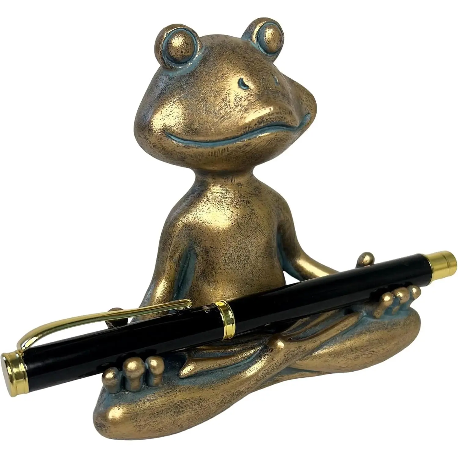 Yoga Frog Writing Pen Holder – Desk Organizer  for Display of Pens, Pencils,  Brushes and Letter Openers – Whimsical Conversation Starter for  or Office Meditating Zen Figurine