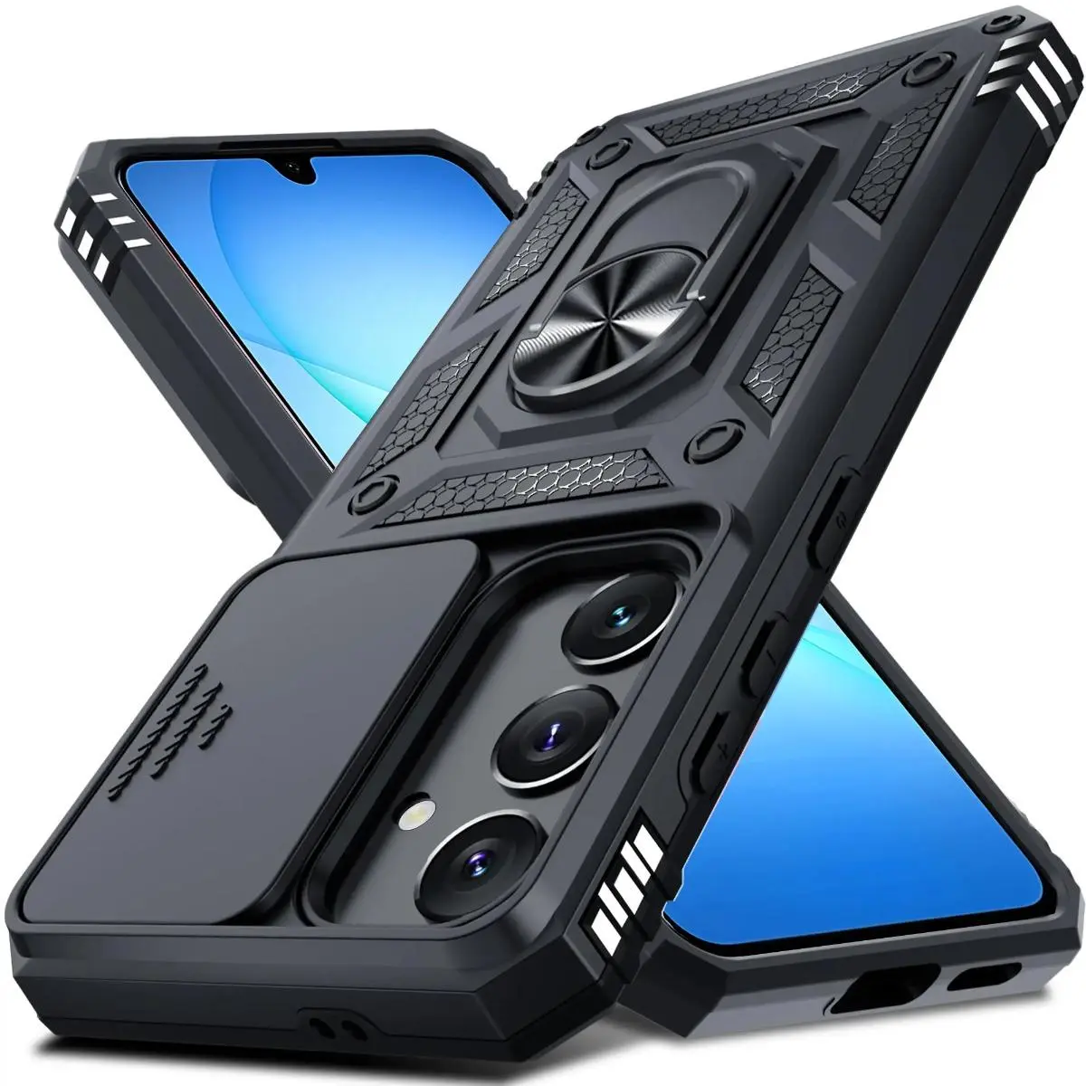 Compatible with S25, S24, S23 Ultra Plus FE, A17, A36, A56, A55, A35 5G, Military-Grade Shockproof Protective Phone Case with Slide Camera Cover HNZ0171