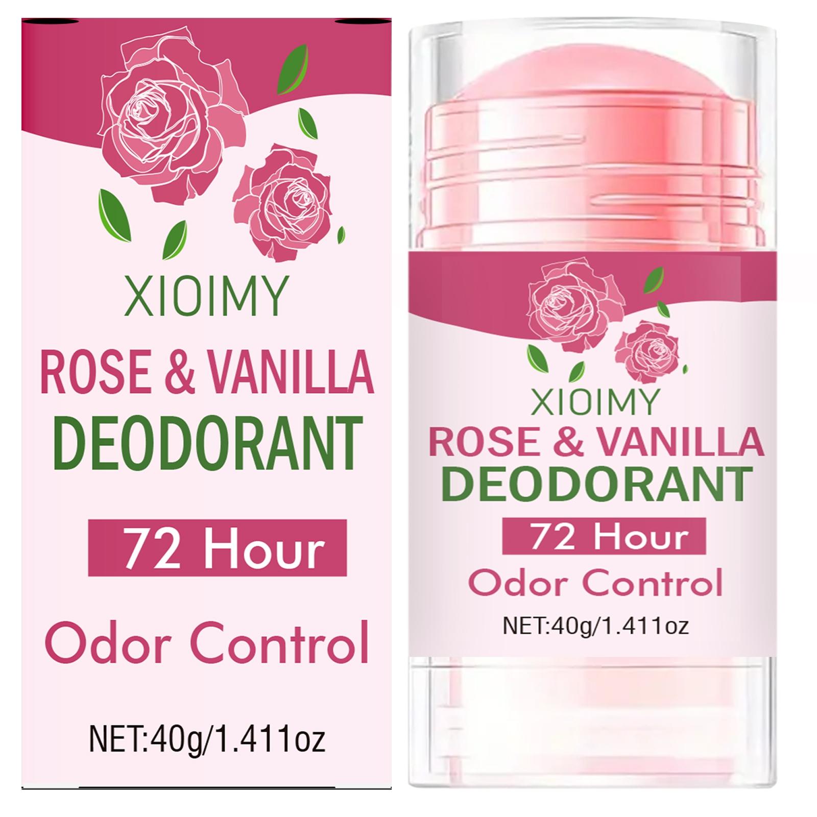40g Rose Deodorant Stick with Vanilla & Hyaluronic Acid, Long-Lasting Nourishing Freshness, Suitable for Underarms, Body, Intimate Areas