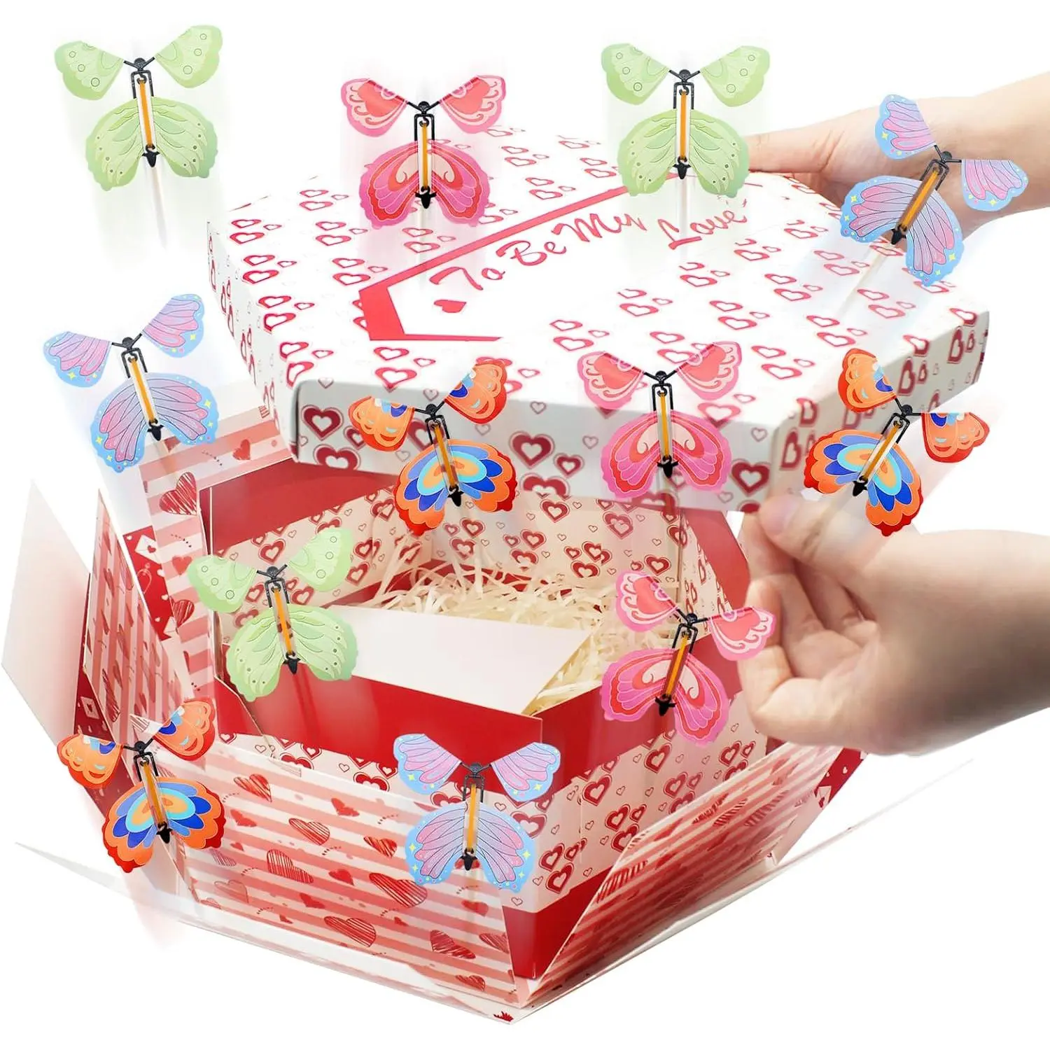Butterfly Explosion  Box, Large DIY  Explosion Box with 12 count Flying Butterfly,Exploding Birthday for  Year,Birthday,Wedding,Anniversary