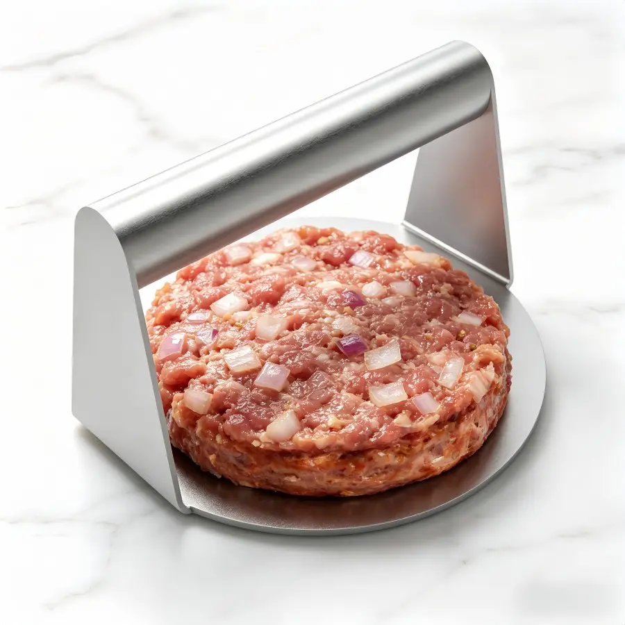 Stainless Steel Round Presser, BBQ Squeezer Tool, Multi-Purpose Meat Press, Commercial Kitchen Essential, Home & Restaurant Use, Kitchenware