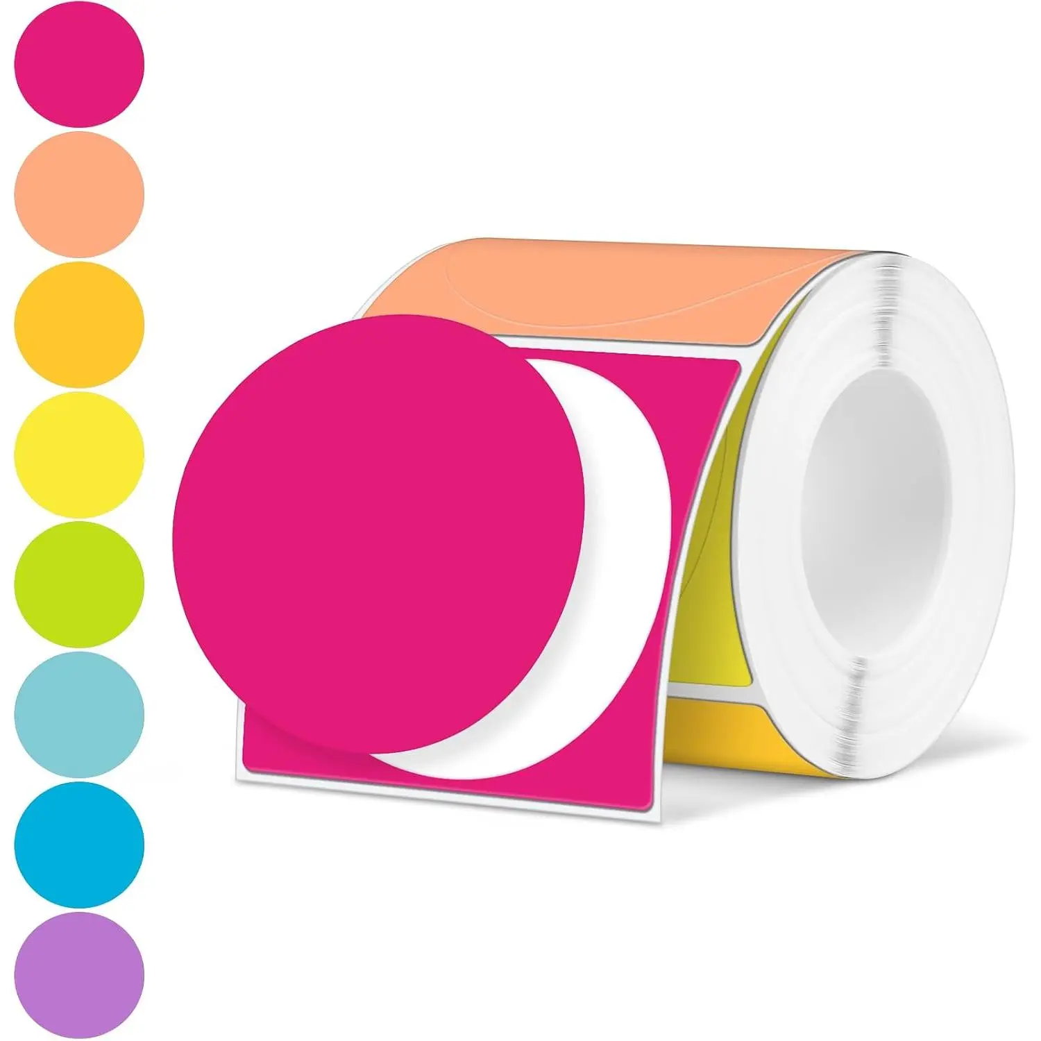 500 count/ 1 Roll Thermal Sticker Labels Self Adhesive Direct Thermal Labels Multipurpose Printer Stickers for DIY, Name Tag(Round,1.5 Inches, Color)