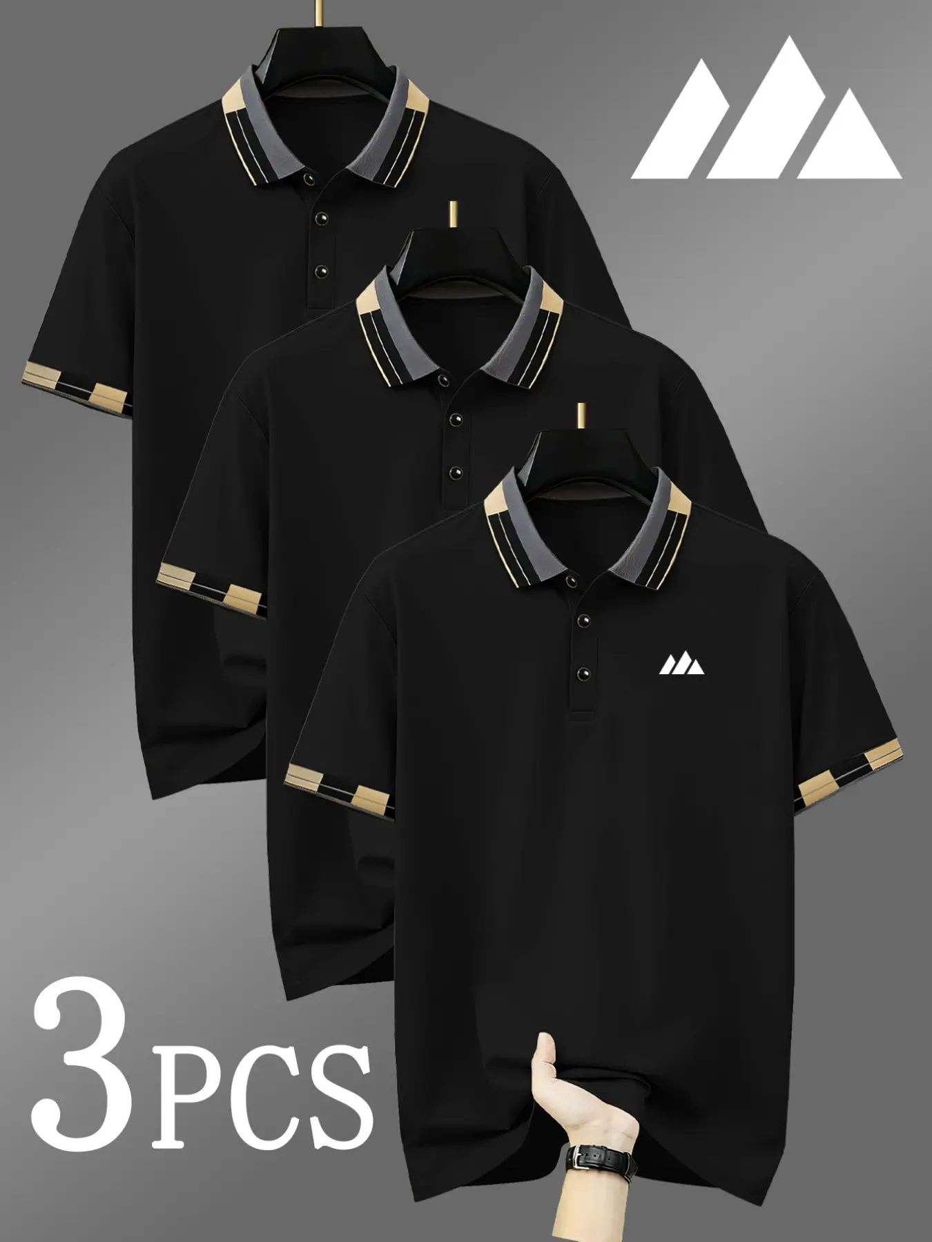 Men's Golf Polo Shirt Set, 5054 Fashion Geometric Print, Collared Stretch Casual Breathable, Four-Season Comfortable Durable High-End Polo