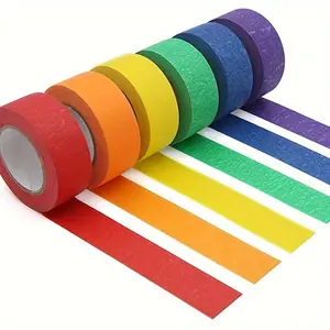 6pcs Colored Masking Tape, Colored Painter's Tape For Arts & Crafts, Labeling And Coding - Art Supplies - Masking Tape For Painting - 6 Different Colors Rolls - Masking Tape, Party Tape, Mixed Colors