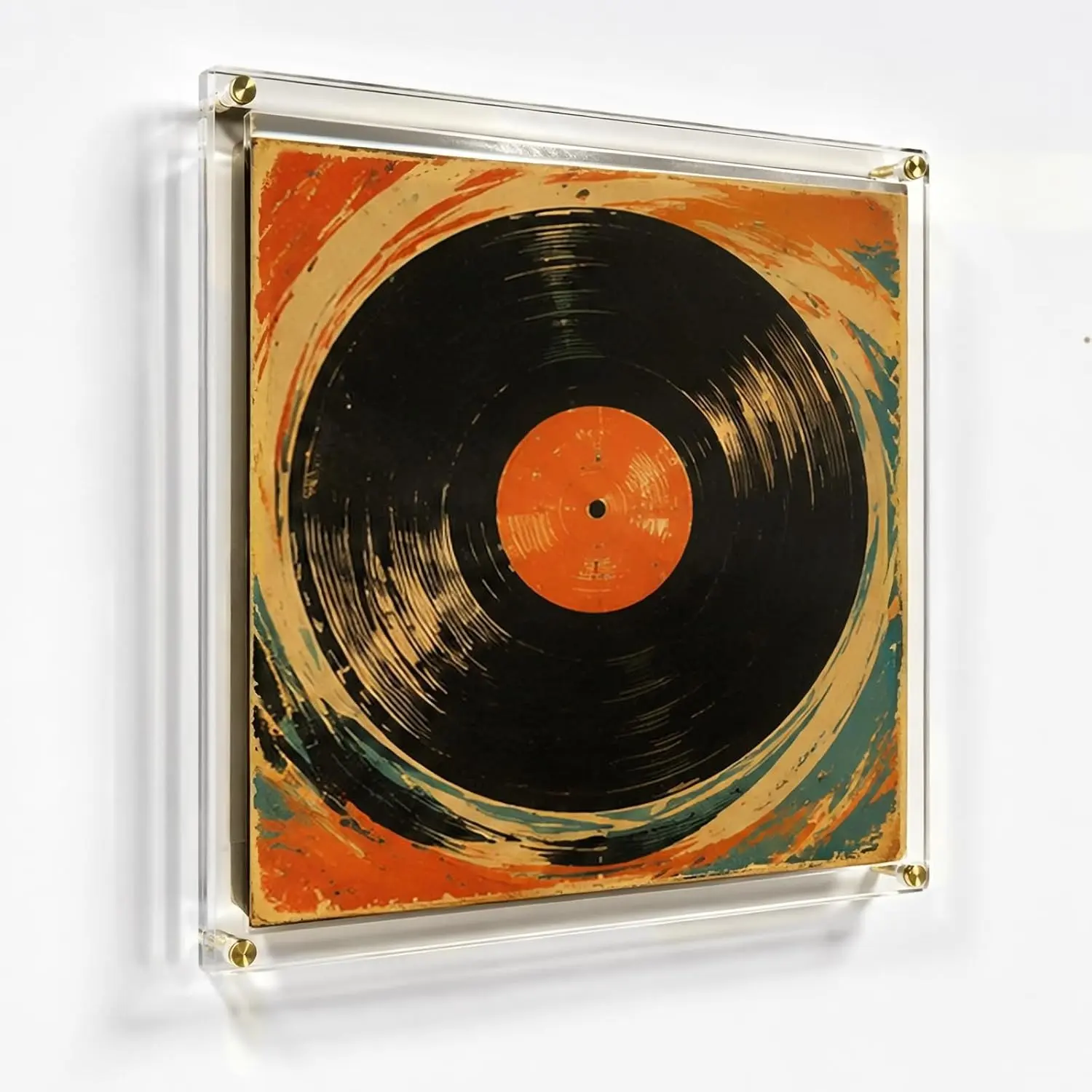 Clear Acrylic Vinyl Record Album Display Frame for Single LP | Self Adhesive Wall Mount Display Holder, No Drill Frameless 12.5x12.5 Single LP Music Album Cover Frame for Wall Art Decor