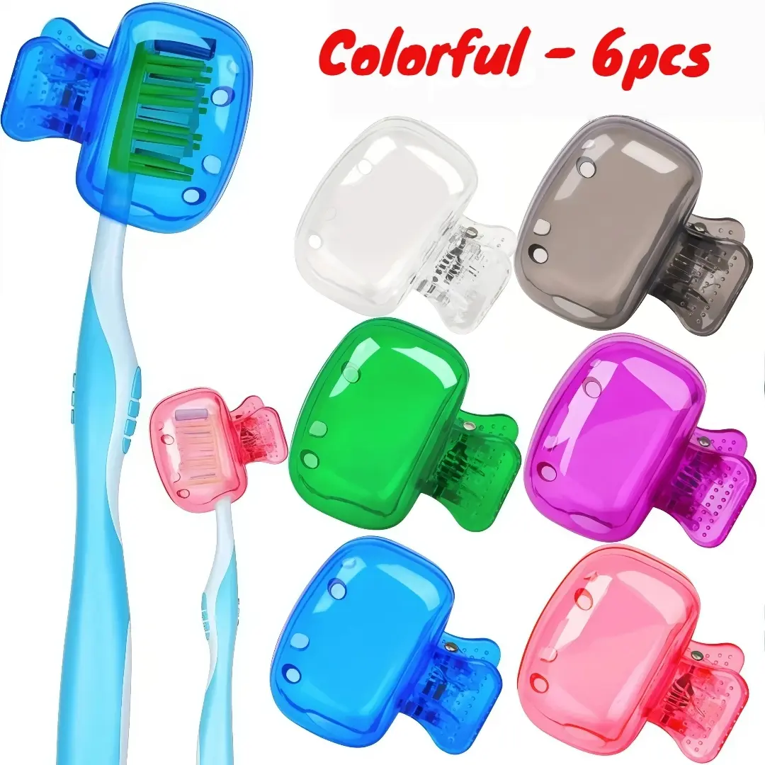 6pcs Travel Toothbrush Storage Cases Portable Plastic Toothbrush Boxes Protective Clips Toothbrush Covers Brush Storage Boxes Toothbrush Holders With Cover