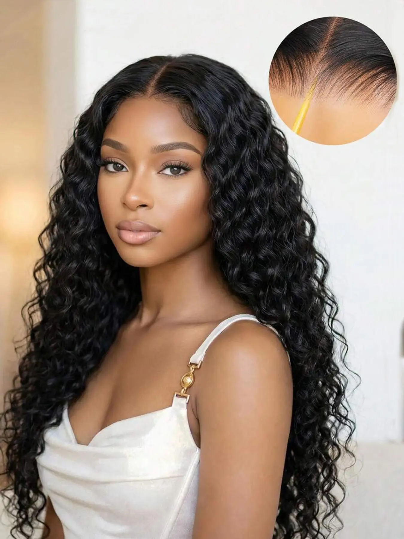 Water Wave 5x5 Lace Glueless Wig, Human Hair Wig Pre-Bleached, Transparent Lace Wig, 150% Density for Women, Brazilian Hair