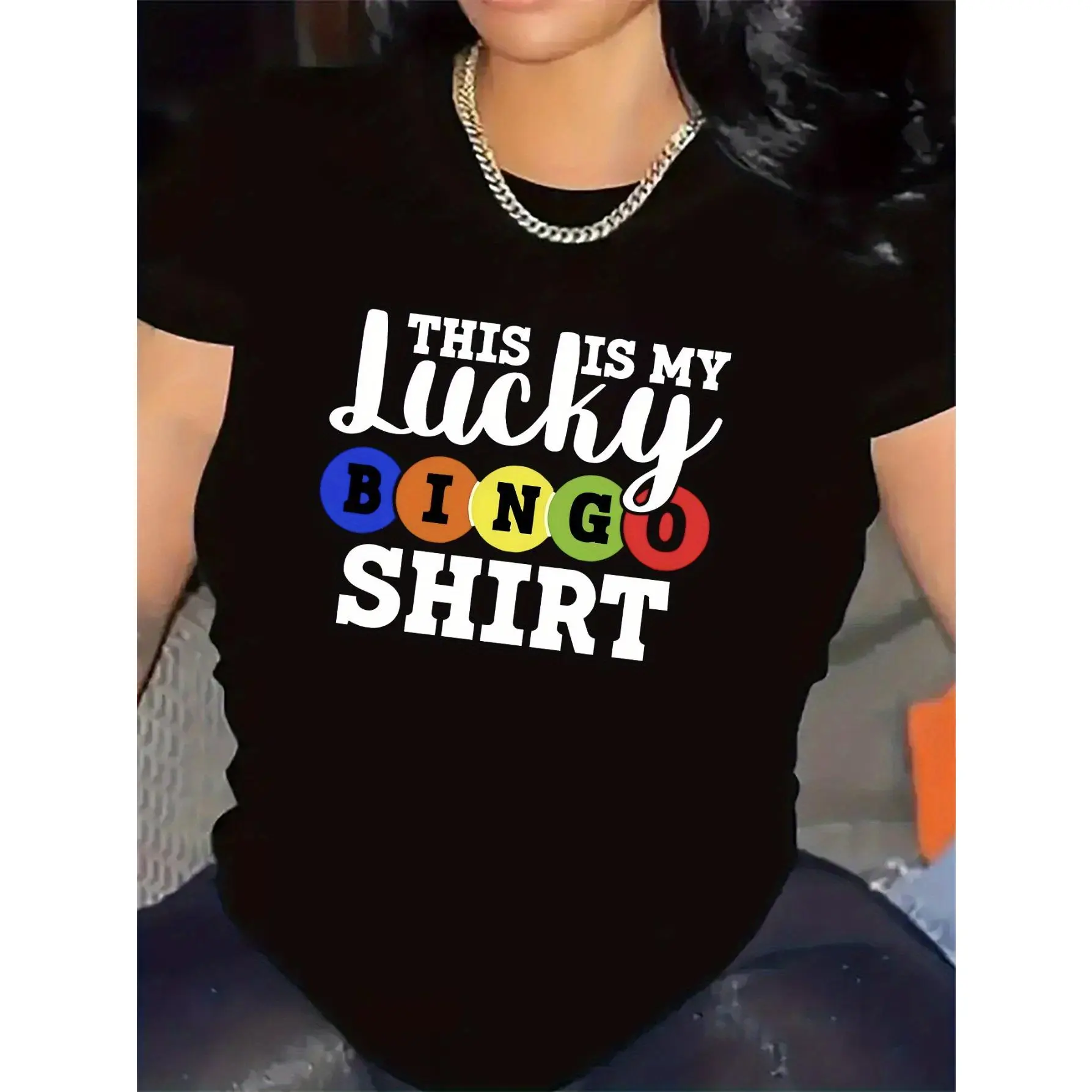 Women'S Funny Bingo Party Shirt - "This Is My Bingo" Graphic Tee - Soft Stretchy Polyester Top for Bingo Nights, Game Nights & Casual Attire - White T-Shirt with Bold Black Lettering - Perfect Gift for Bingo Lovers, Bingo Accessories, Playful Design, Dura