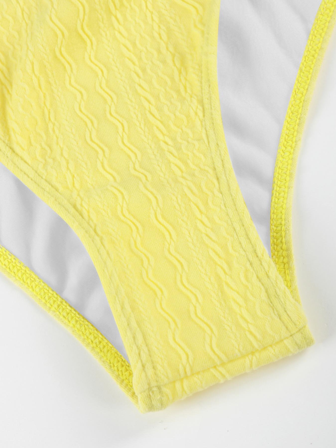 Women's Textured V-Wire Bikini Set 👙 Cross Overlap High Waist Tummy Control Bottoms | Padded Push Up Two Piece Bathing Suit | Trendy 2026 Summer Beachwear Vacation Essentials ✨Available in multiple colors